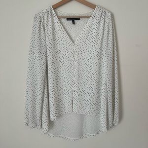white house black market polka dot blouse